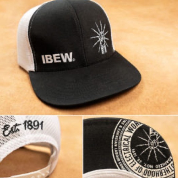 IBEW snap back flat bill trucker hat - Picture 3 of 3